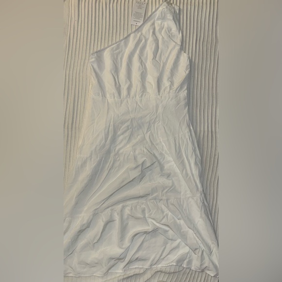 KIRUNDO One Shoulder white Tiered Ruffle Flowy Midi Dress - Picture 2 of 4